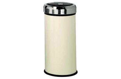 HOME 30 Litre Matt Black Press Top Bin - Cream.